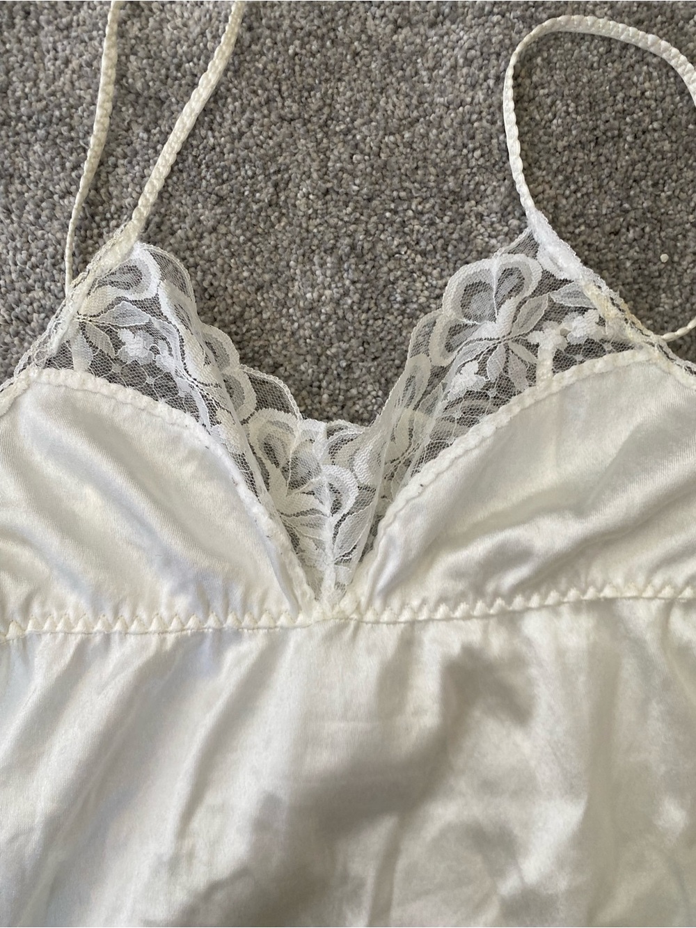 Vintage White Satin Lace Trim Slip Chemise - Picture 2 of 4
